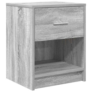 Sängbord 2 st med låda grå sonoma 40x34x50 cm