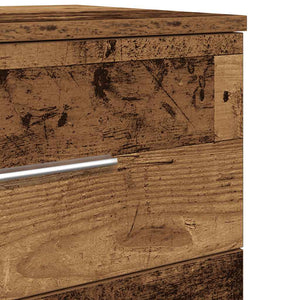 Sängbord med 2 lådor åldrat trä 40x36x50 cm