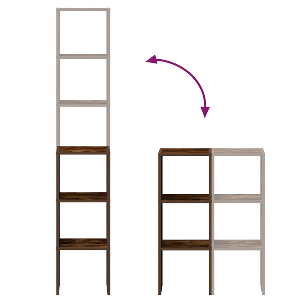 Bokhyllor 2st stapelbar rökfärgad ek 30x30x80cm konstruerat trä