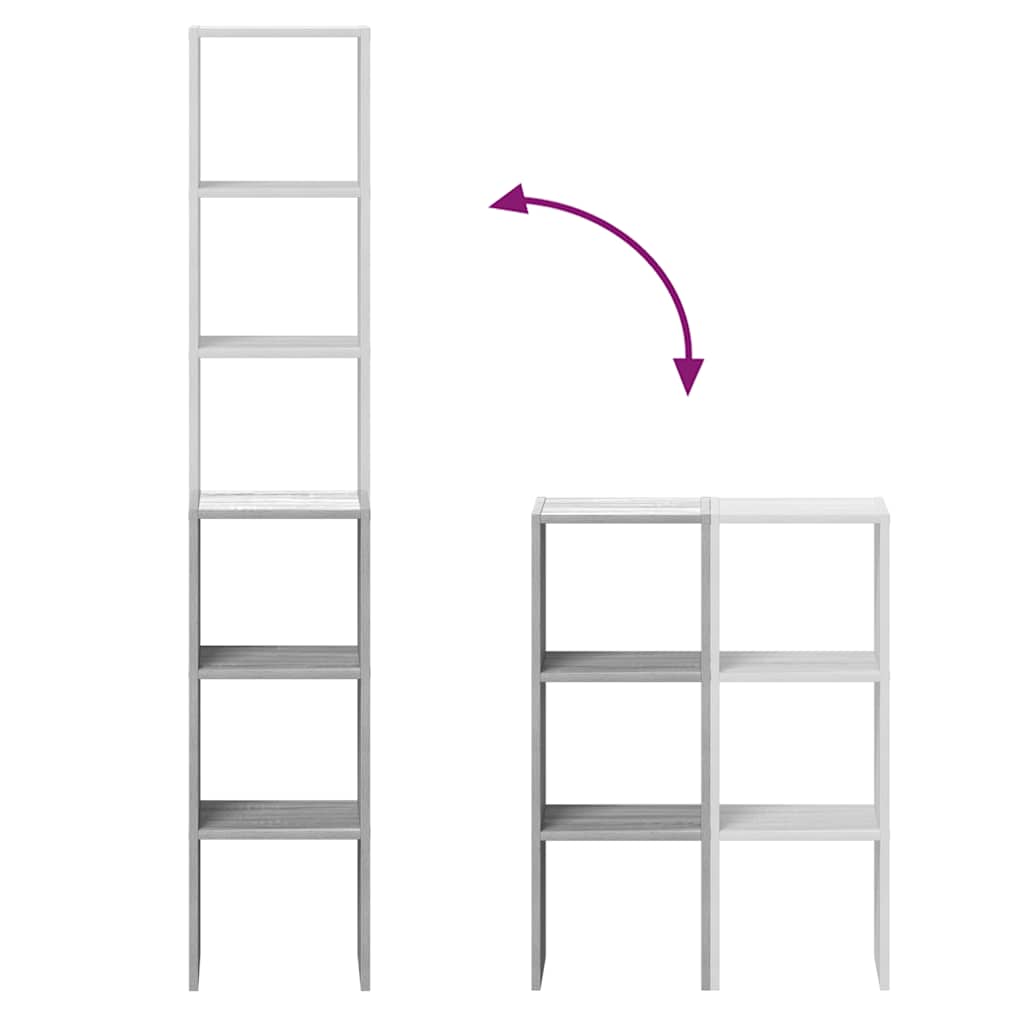 Bokhyllor 2 st stapelbara grå sonoma 30x30x80cm konstruerat trä