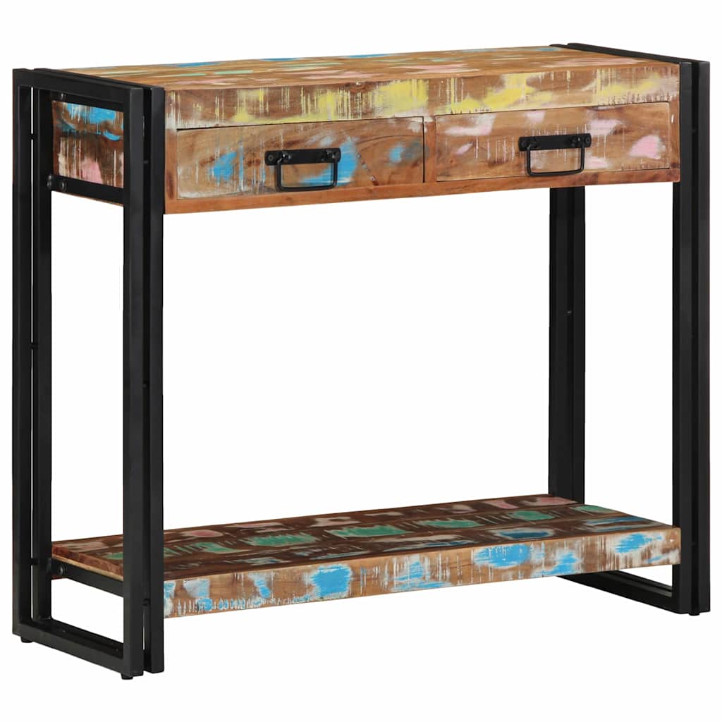 Konsolbord Flerfärgsdesign 90 x 33 x 75 cm Solid återvunnen trä