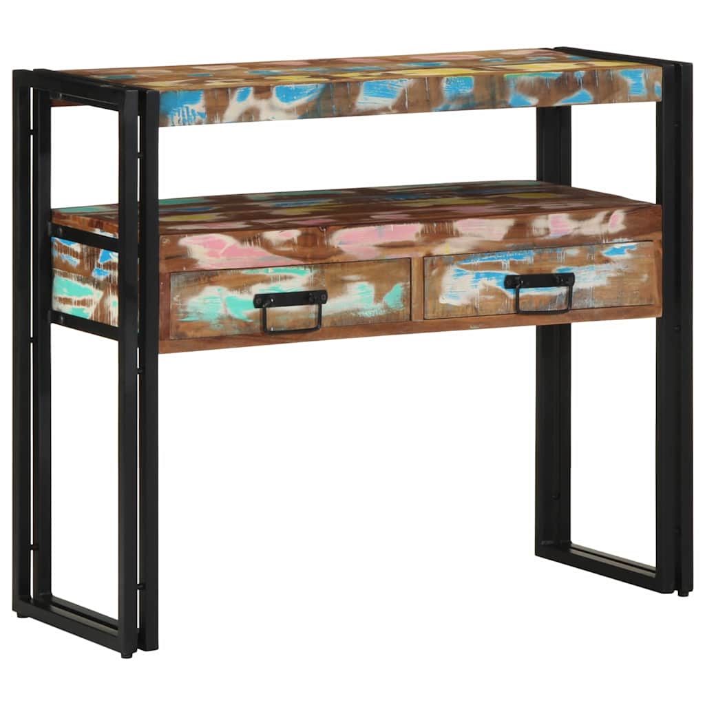 Konsolbord Flerfärgsdesign 90 x 33 x 75 cm Solid återvunnen trä