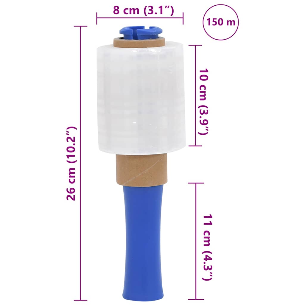 Sträckfilm med handtag 10 st transparent 23 μm 10 cm x 150 m