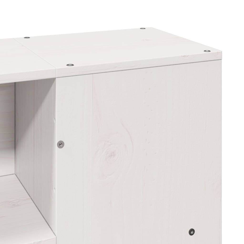 Säng med bokhylla utan madrass vit 140x190cm massiv furu