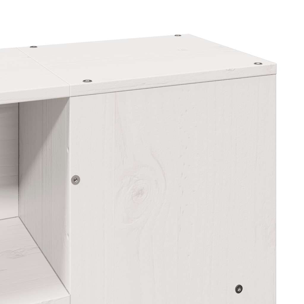 Säng med bokhylla utan madrass vit 140x200cm massiv furu