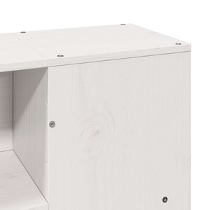 Säng med bokhylla utan madrass vit 140x200cm massiv furu