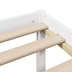 Säng med bokhylla utan madrass vit 180x200cm massiv furu