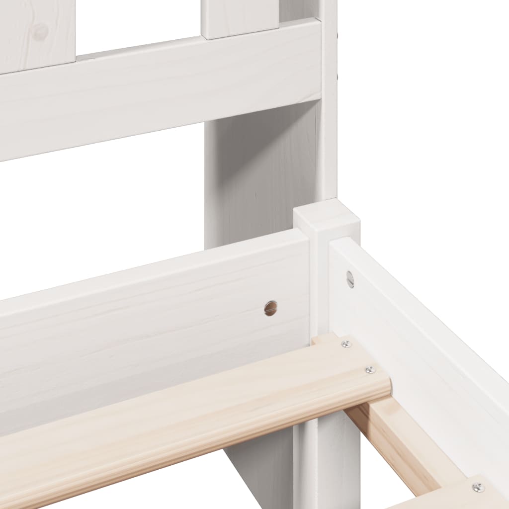 Säng med bokhylla utan madrass vit 140x190cm massiv furu