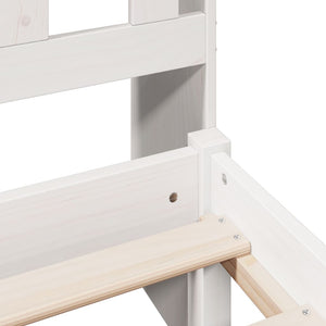 Säng med bokhylla utan madrass vit 140x200cm massiv furu