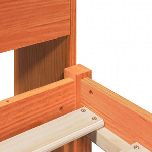 Säng med bokhylla utan madrass vaxbrun 75x190 cm massiv trä