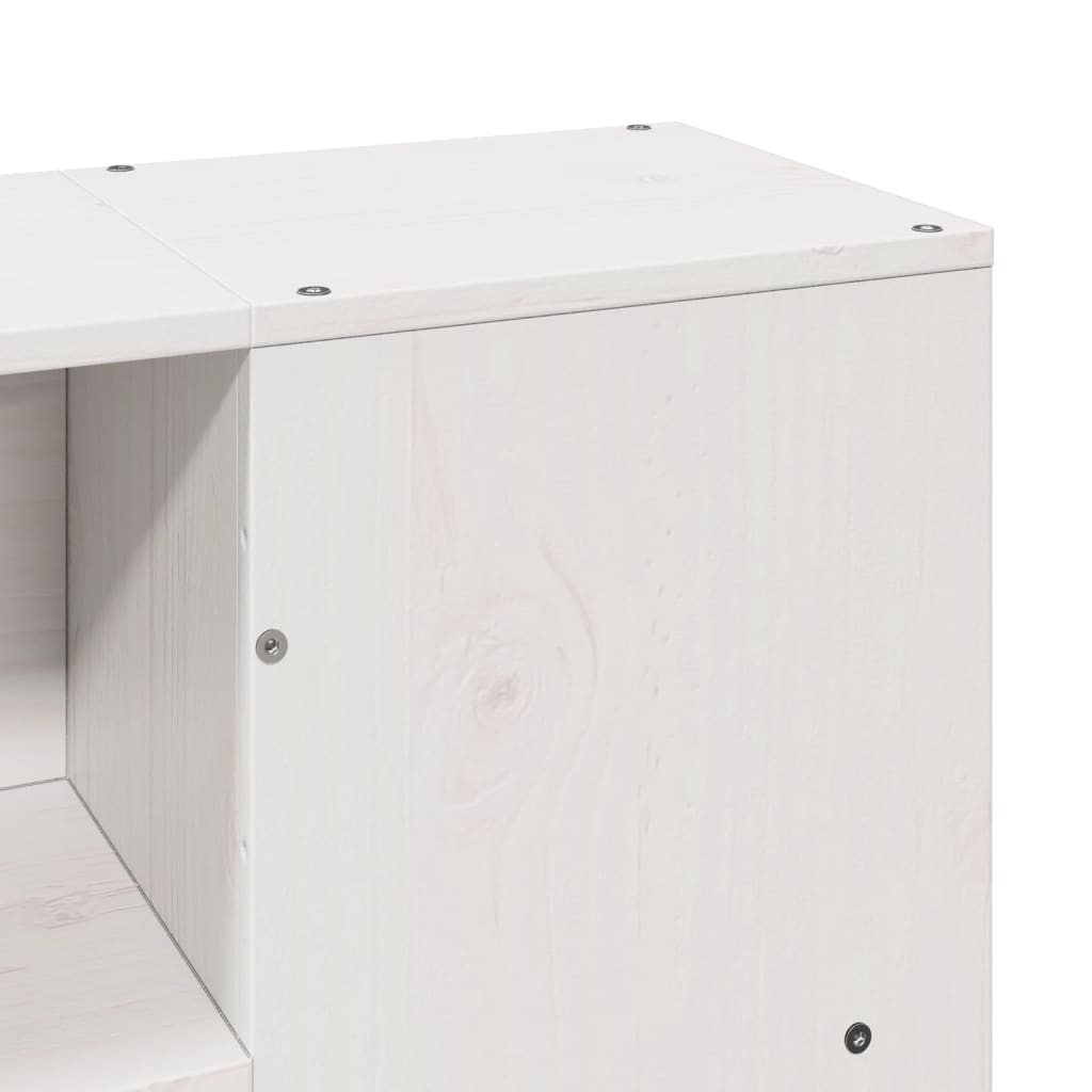 Säng med bokhylla utan madrass vit 140x200cm massiv furu