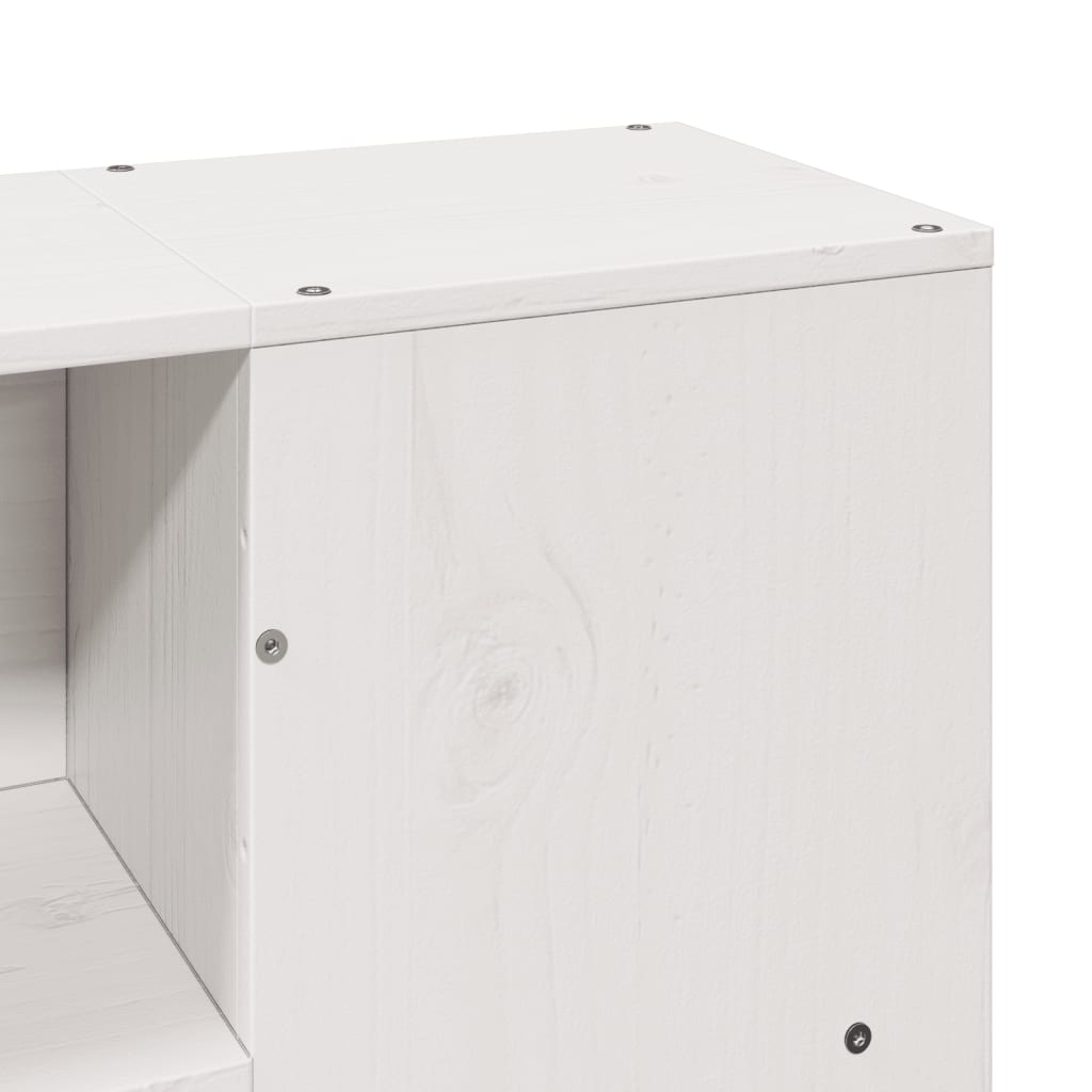 Säng med bokhylla utan madrass vit 150x200 cm massiv furu