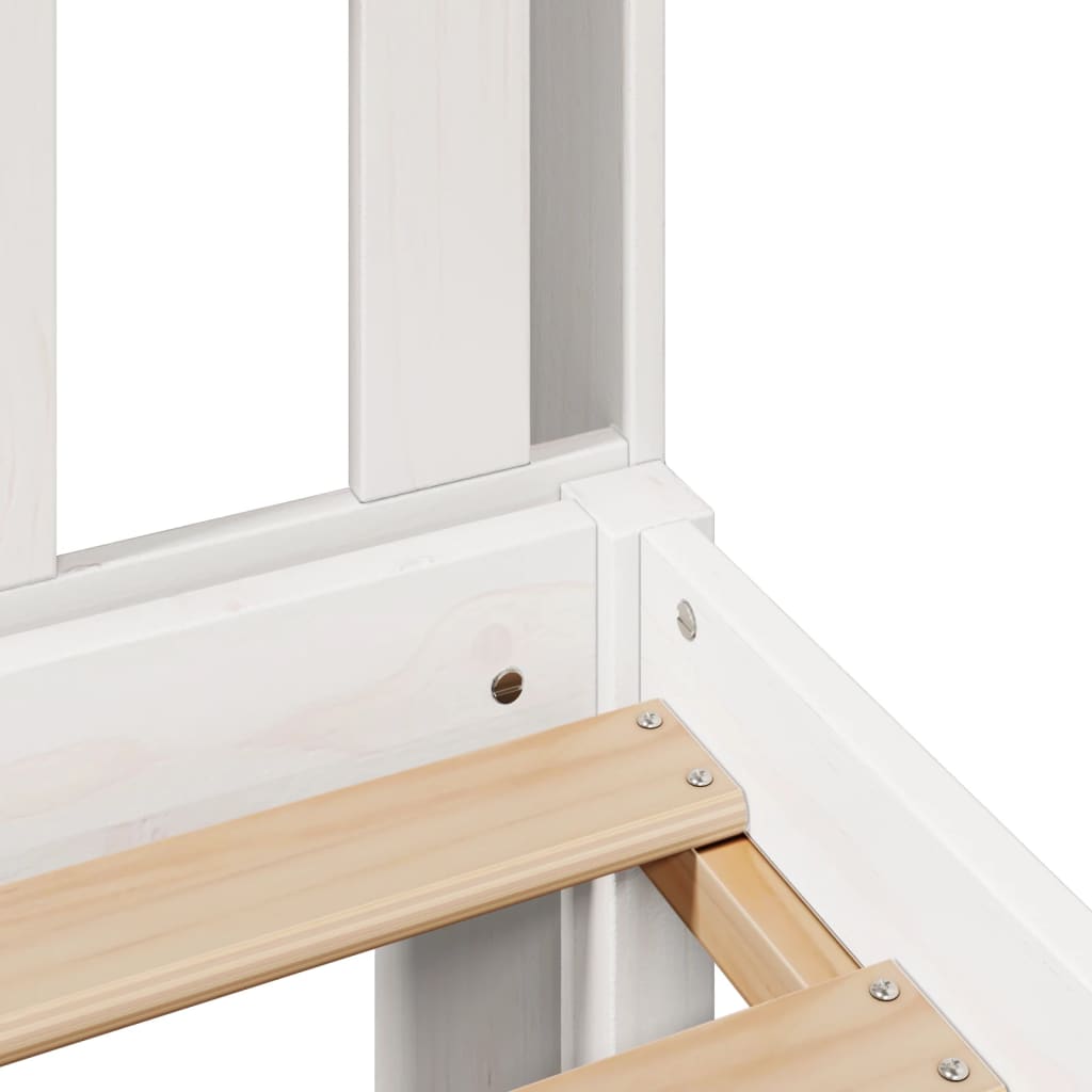 Säng med bokhylla utan madrass vit 90x190cm massiv furu