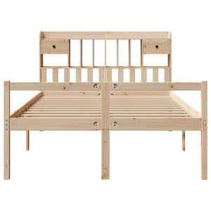 Säng med bokhylla utan madrass 140x190cm massiv furu