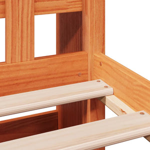 Säng med bokhylla utan madrass vaxbrun 150x200cm massiv furu