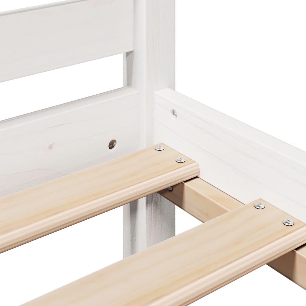 Säng med bokhylla utan madrass vit 135x190cm massiv furu