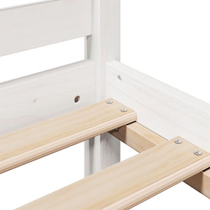 Säng med bokhylla utan madrass vit 135x190cm massiv furu