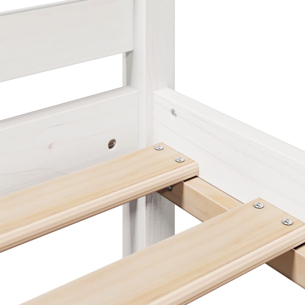 Säng med bokhylla utan madrass vit 150x200cm massiv furu