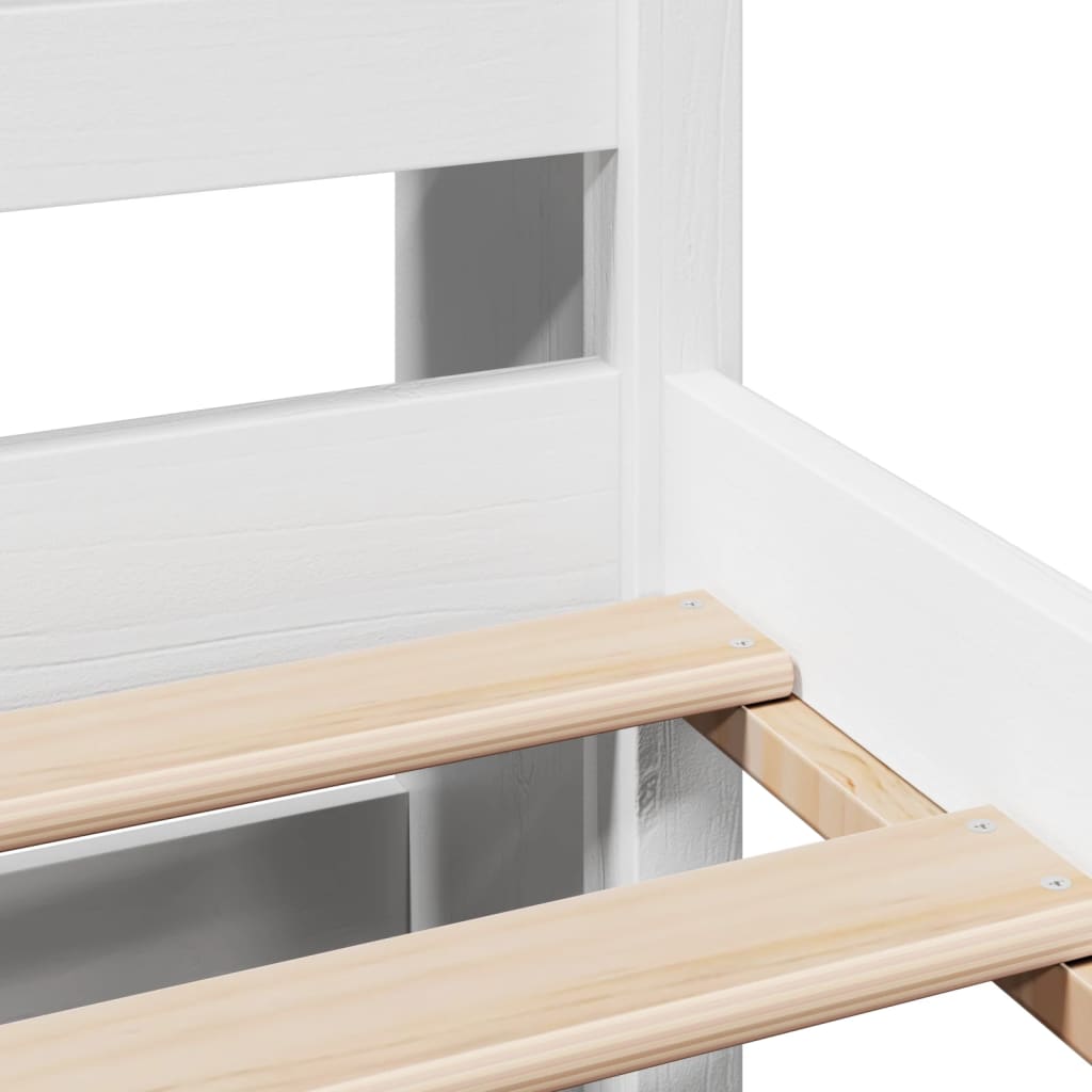 Säng med bokhylla utan madrass vit 135x190cm massiv furu