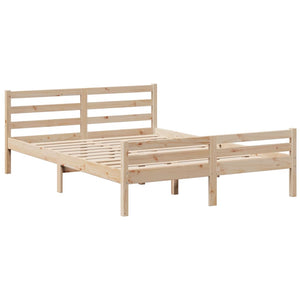 Säng med bokhylla utan madrass 140x190cm massiv furu