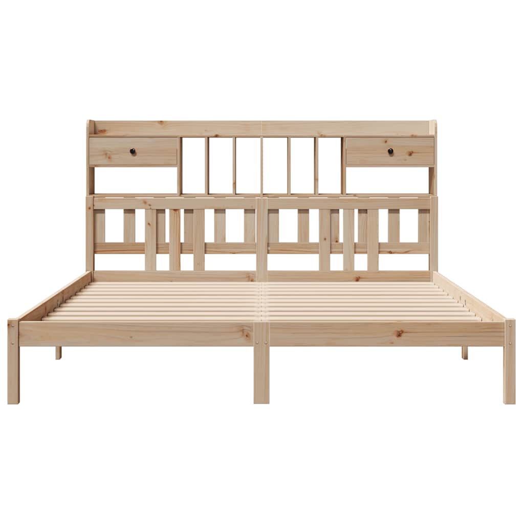 Säng med bokhylla utan madrass 180x200cm massiv furu