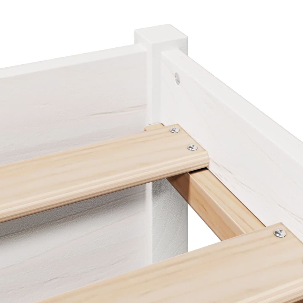 Säng med bokhylla utan madrass vit 75x190cm massiv furu