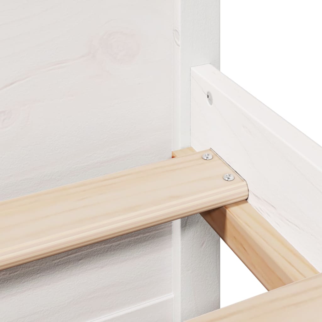 Säng med bokhylla utan madrass vit 120x200 cm massiv furu