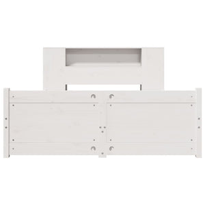 Säng med bokhylla utan madrass vit 150x200cm massiv furu