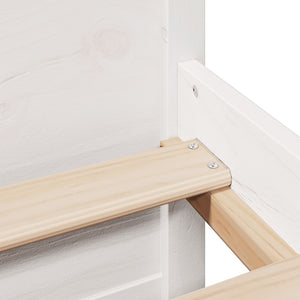 Säng med bokhylla utan madrass vit 160x200cm massiv furu