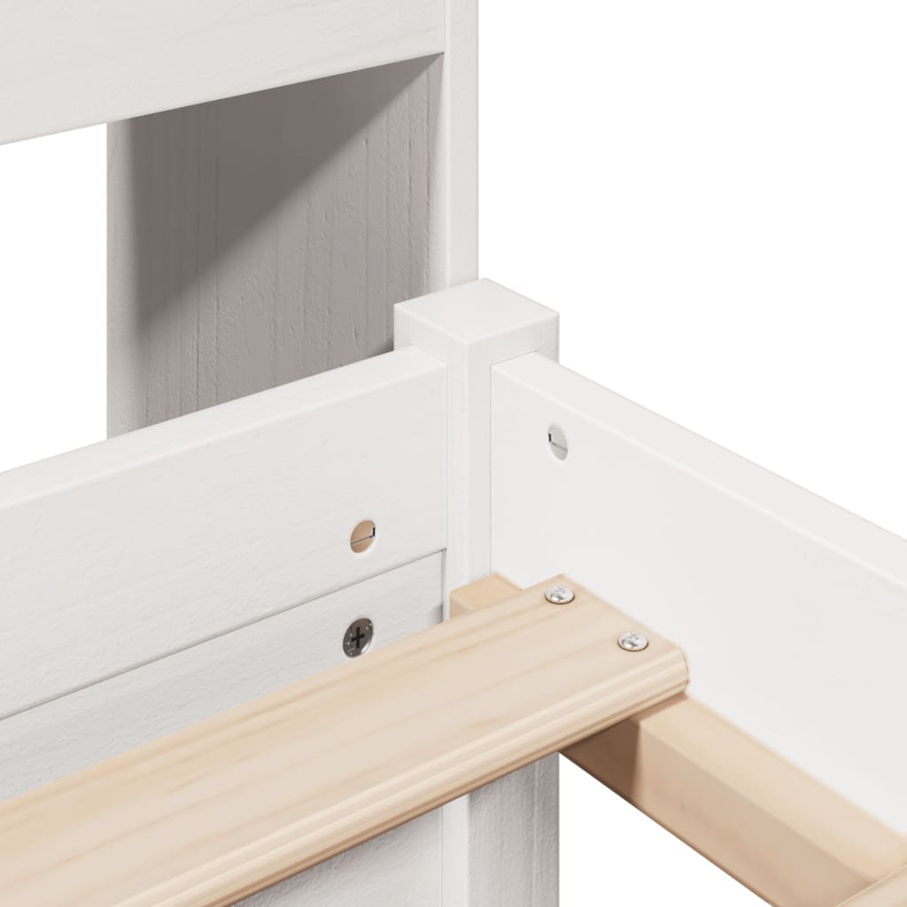 Säng med bokhylla utan madrass vit 160x200cm massiv furu