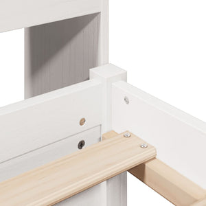 Säng med bokhylla utan madrass vit 160x200cm massiv furu