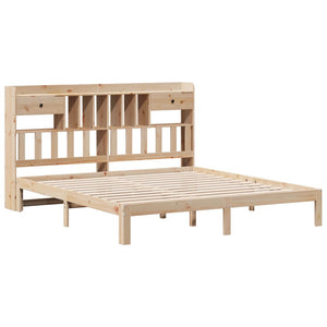 Säng med bokhylla utan madrass 180x200cm massiv furu