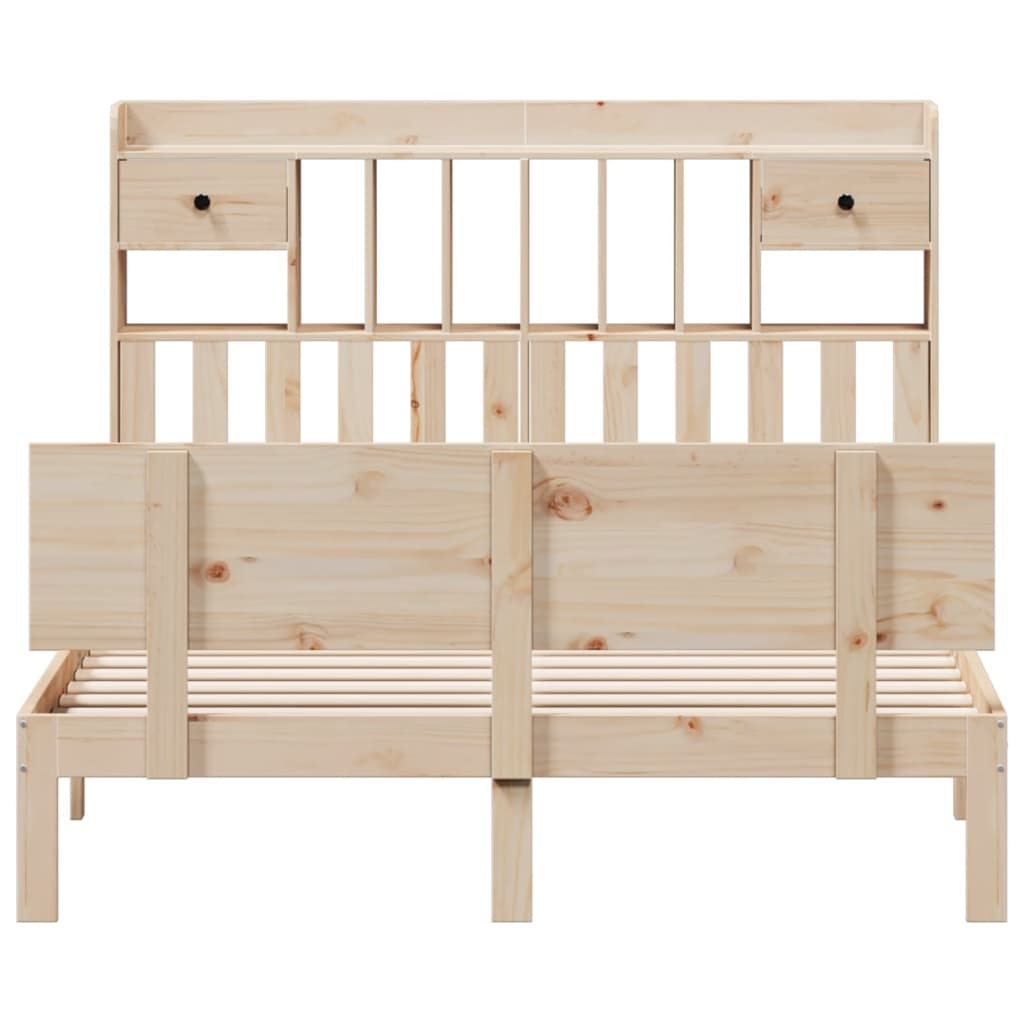 Säng med bokhylla utan madrass 140x200cm massiv furu