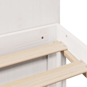 Säng med bokhylla utan madrass vit 200x200cm massiv furu