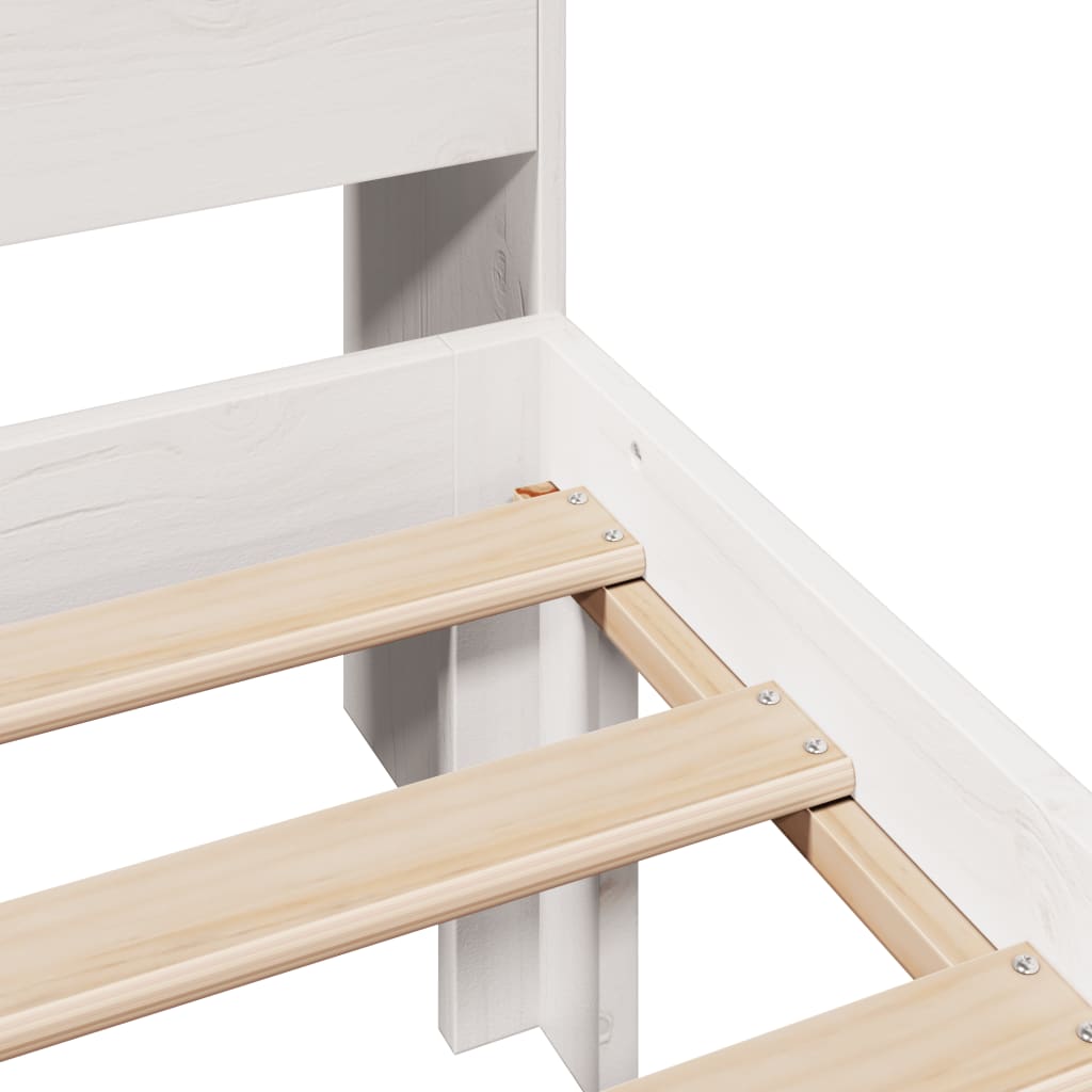 Säng med bokhylla utan madrass vit 75x190cm massiv furu