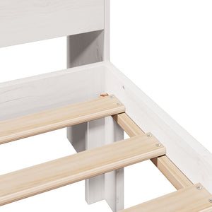 Säng med bokhylla utan madrass vit 75x190cm massiv furu