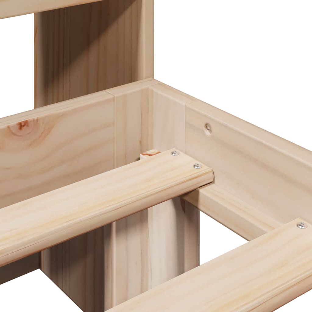 Säng med bokhylla utan madrass 160x200cm massiv furu