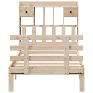 Säng med bokhylla utan madrass 90x190cm massiv furu