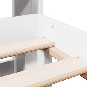 Säng med bokhylla utan madrass vit 135x190cm massiv furu