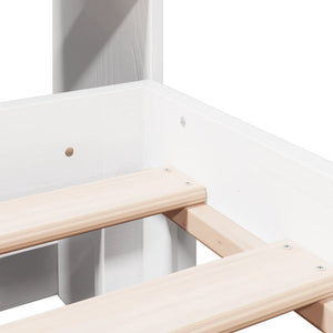 Säng med bokhylla utan madrass vit 160x200cm massiv furu