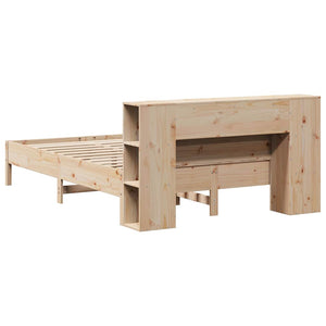 Säng med bokhylla utan madrass 140x190cm massiv furu