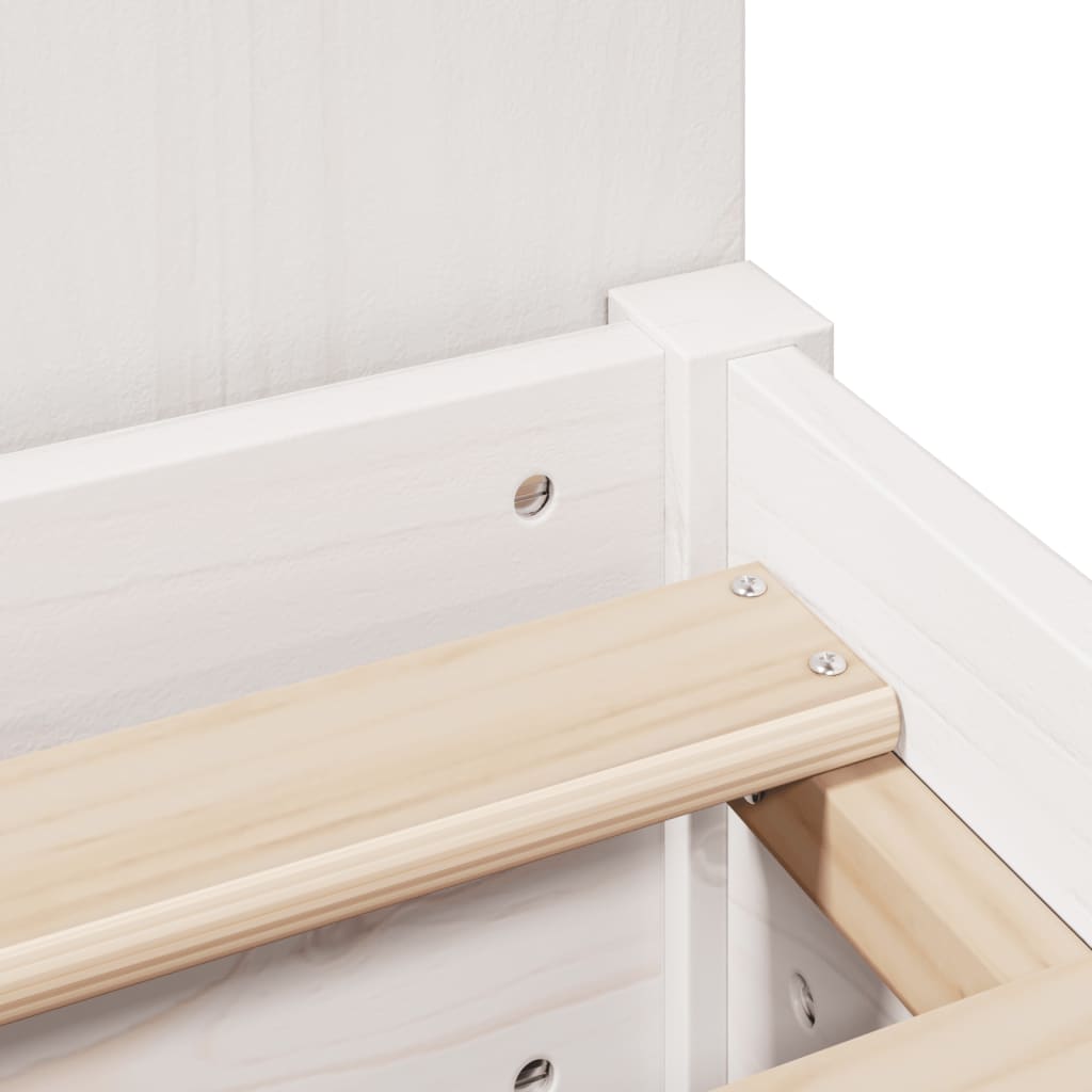 Säng med bokhylla utan madrass vit 160x200cm massiv furu