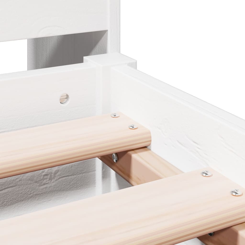 Säng med bokhylla utan madrass vit 180x200cm massiv furu