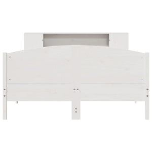 Säng med bokhylla utan madrass vit 140x190cm massiv furu