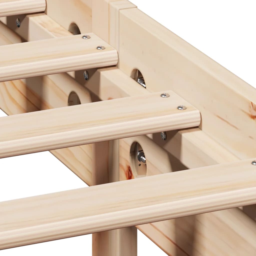 Säng med bokhylla utan madrass 135x190cm massiv furu