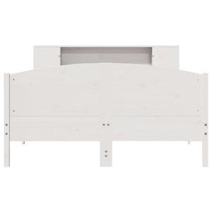Säng med bokhylla utan madrass vit 120x190 cm massiv furu