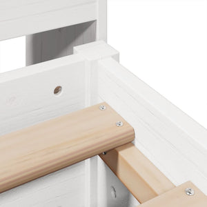 Säng med bokhylla utan madrass vit 150x200cm massiv furu