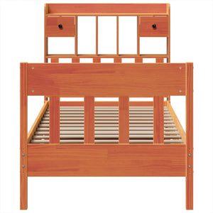 Sängram utan madrass vaxbrun 100x200 cm massiv furu