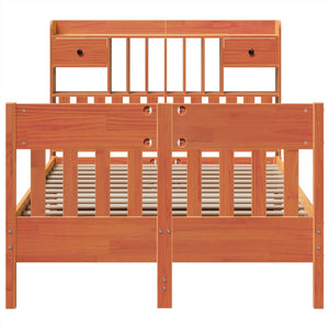 Sängram utan madrass vaxbrun 135x190 cm massiv furu