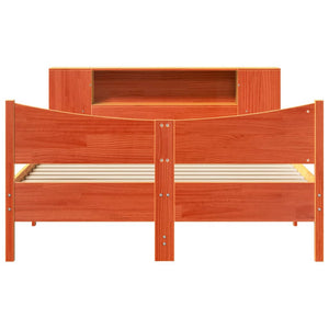 Sängram utan madrass vaxbrun 160x200 cm massiv furu